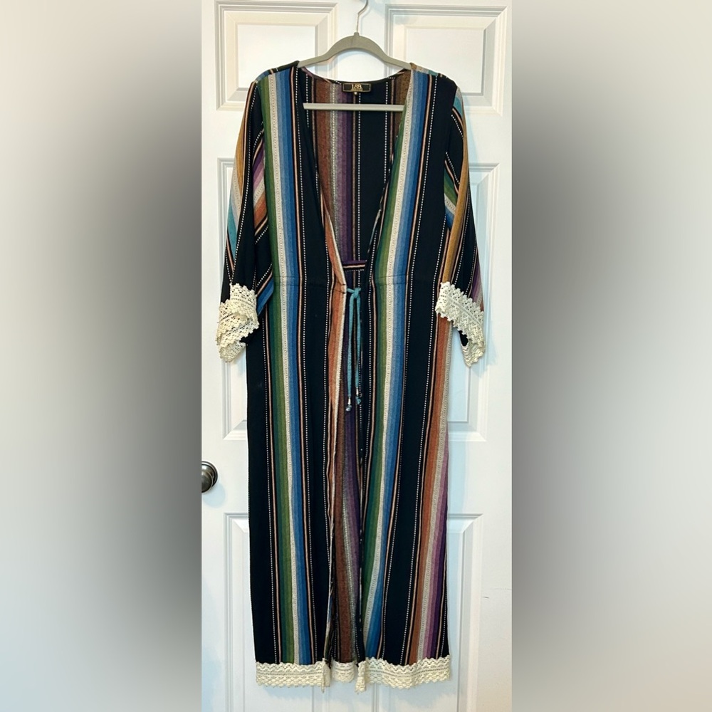 Western Duster Open Front Kimono Coverup Women's Medium Long